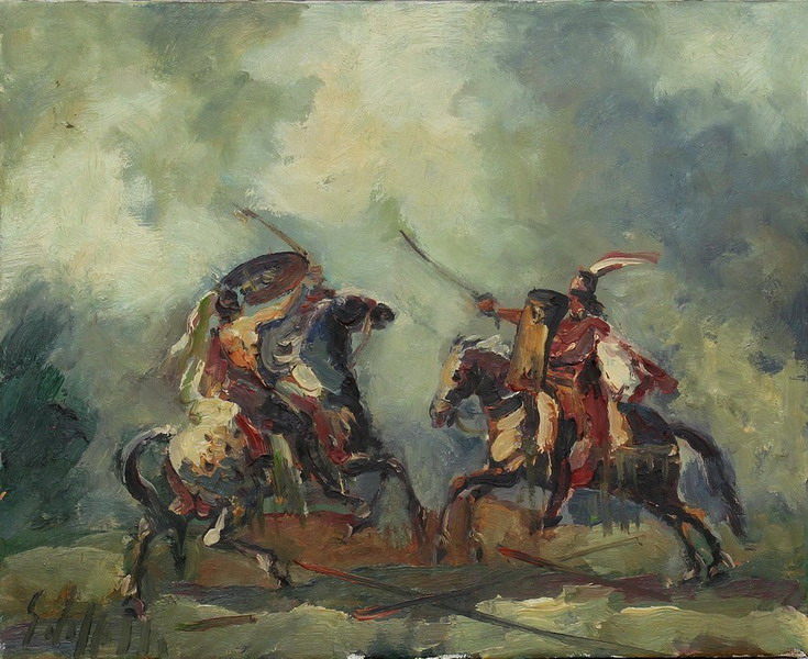 Battaglia Galatti, olio, 40 x 50 cm