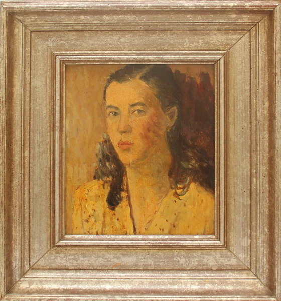 Ritratto di donna, olio su faesite, anni 30-40 cm. 25x27