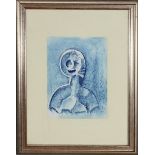 Incubo (fogli d’album dell’artista), Giovanni Di Lucia 1975, pastello azzurro, 32 x 23 cm
