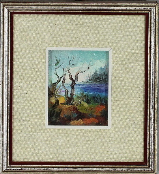 Paesaggio, Pietro Di Lucia 1977, olio, 9 x 7 cm