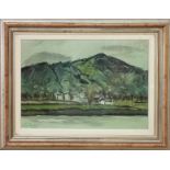 Il Sarca con montagne verdi all’orizzonte, Lucia Zelati 1950, olio, 43 x 60 cm