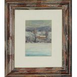 Paesaggio innevato, M. Cecconi 1996, olio, 16,5 x 12,5 cm
