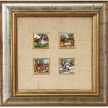 N. 4 miniature raffiguranti Le quattro Stagioni, Brenno Benatti – Guastalla (RE) 1899, olio, 6 x 6