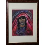 Giovane beduina, Lucia Zelati 1982, pastello ad olio, 48 x 37,5 cm