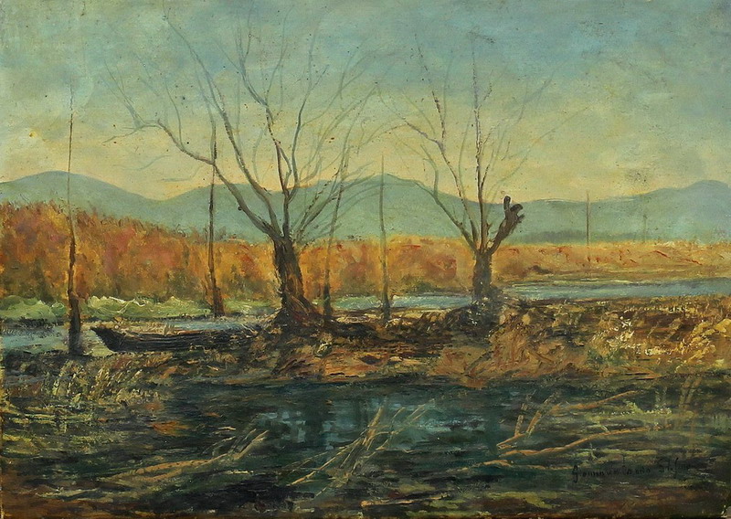 Veduta ponte buggianese, Stefano Giannantonio 1994, olio, 30 x 40 cm