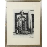 Mendicanti della medina di Tunisi, Lucia Zelati 1971, carboncino, 46,5 x 34,5 cm (n. 117 Asta 61)