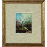 Paesaggio onirico, Pietro Di Lucia 1977, olio, 9 x 7 cm (n. 53 Asta 61)