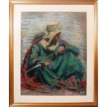 Figura araba, pastello su carta firmato R. Sorbi? cm. 45x56