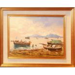 Marina, olio su tavola cm. 40x30, firma Alati