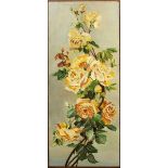Rose gialle, olio su tela cm.38x88, primi 900
