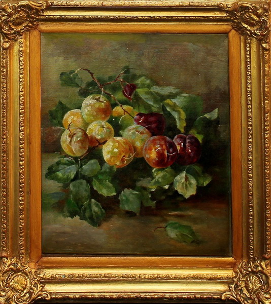 Natura morta con frutta, olio su tela primi 900 cm. 35x40 cornice coeva