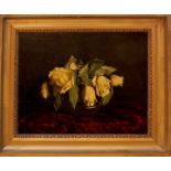 Rose bianche, olio su tela cm. 57x40 Hollos primi 900