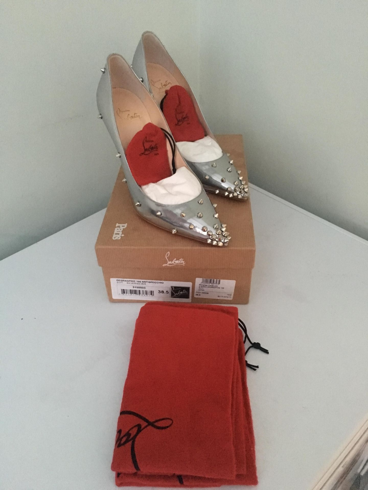 CHRISTIAN LOUBOUTIN Degraspike 100 SILVER/SILVER