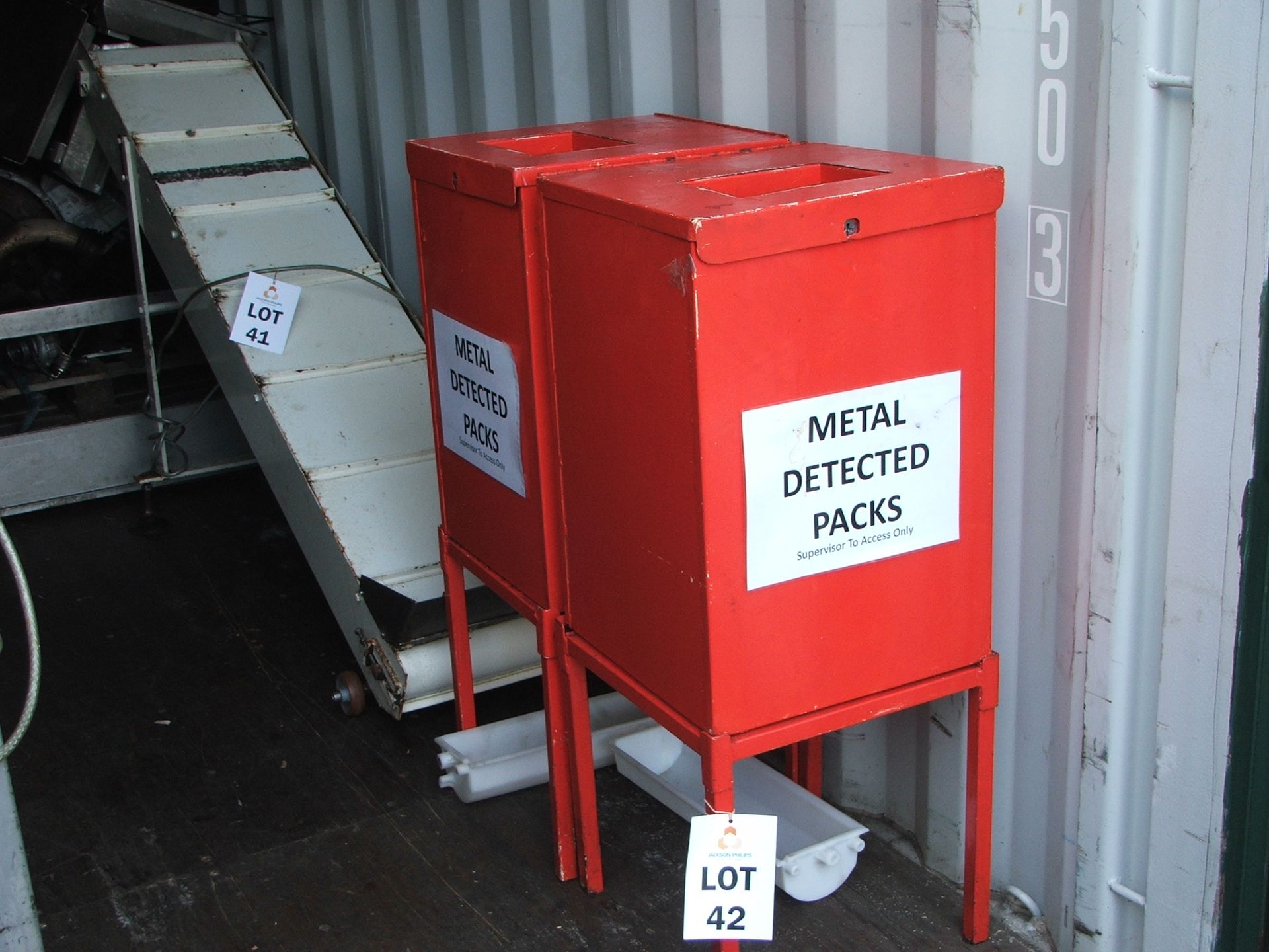 2 X STEEL METAL DETECTED PACK BINS LIFT OUT £10.00