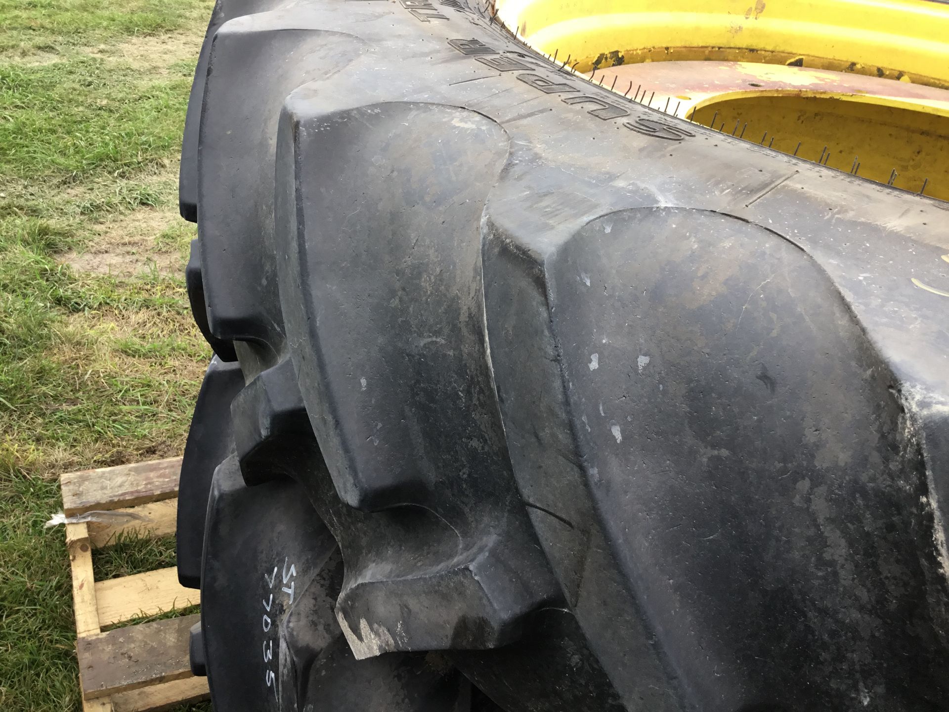 1 SET OF 4 GOODYEAR 480/80R50 TIRES ON 12 HOLE OPEN CENTER RIMS - Image 2 of 3