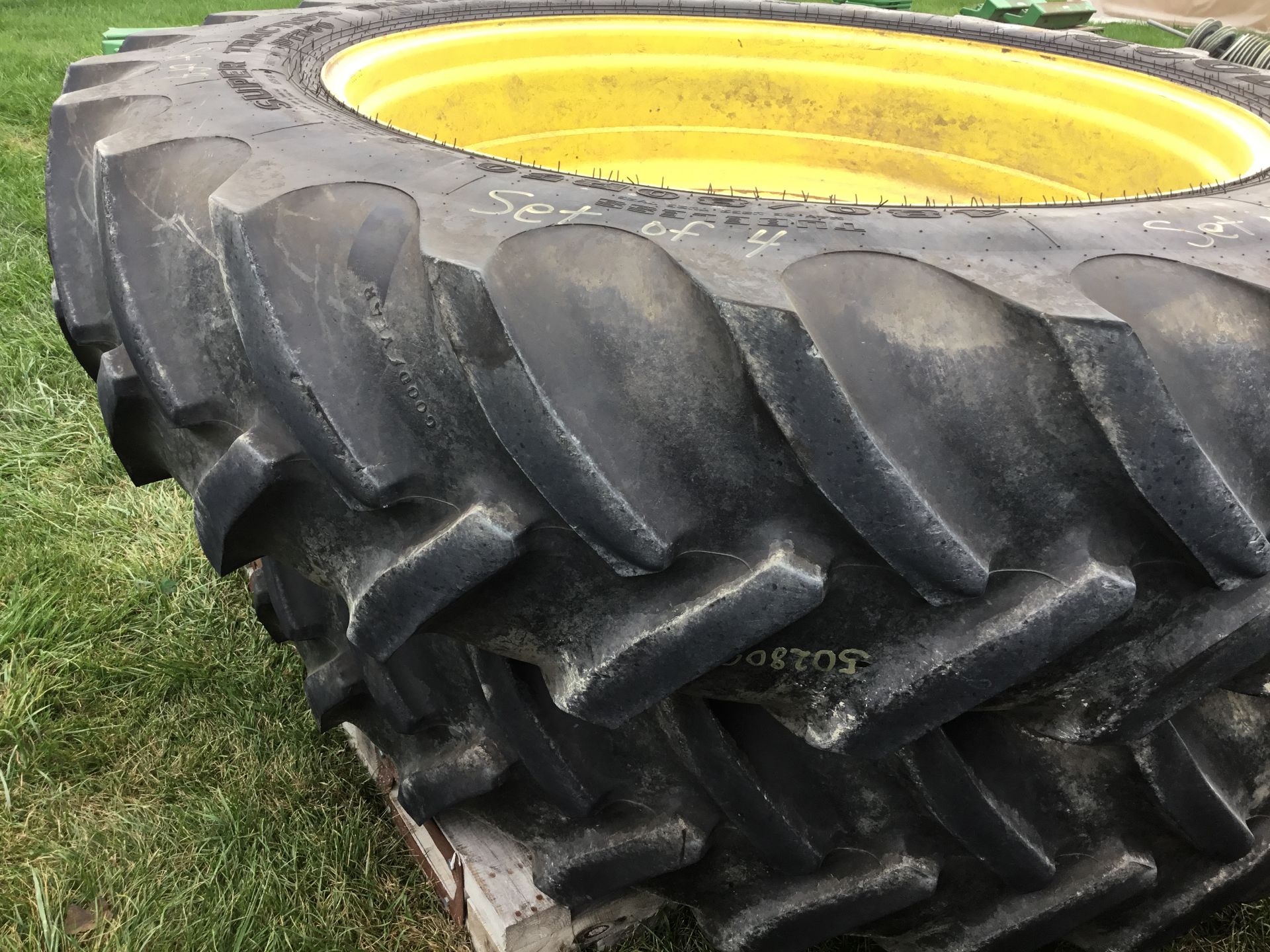 1 SET OF 4 GOODYEAR 480/80R50 TIRES ON 12 HOLE OPEN CENTER RIMS - Image 3 of 3