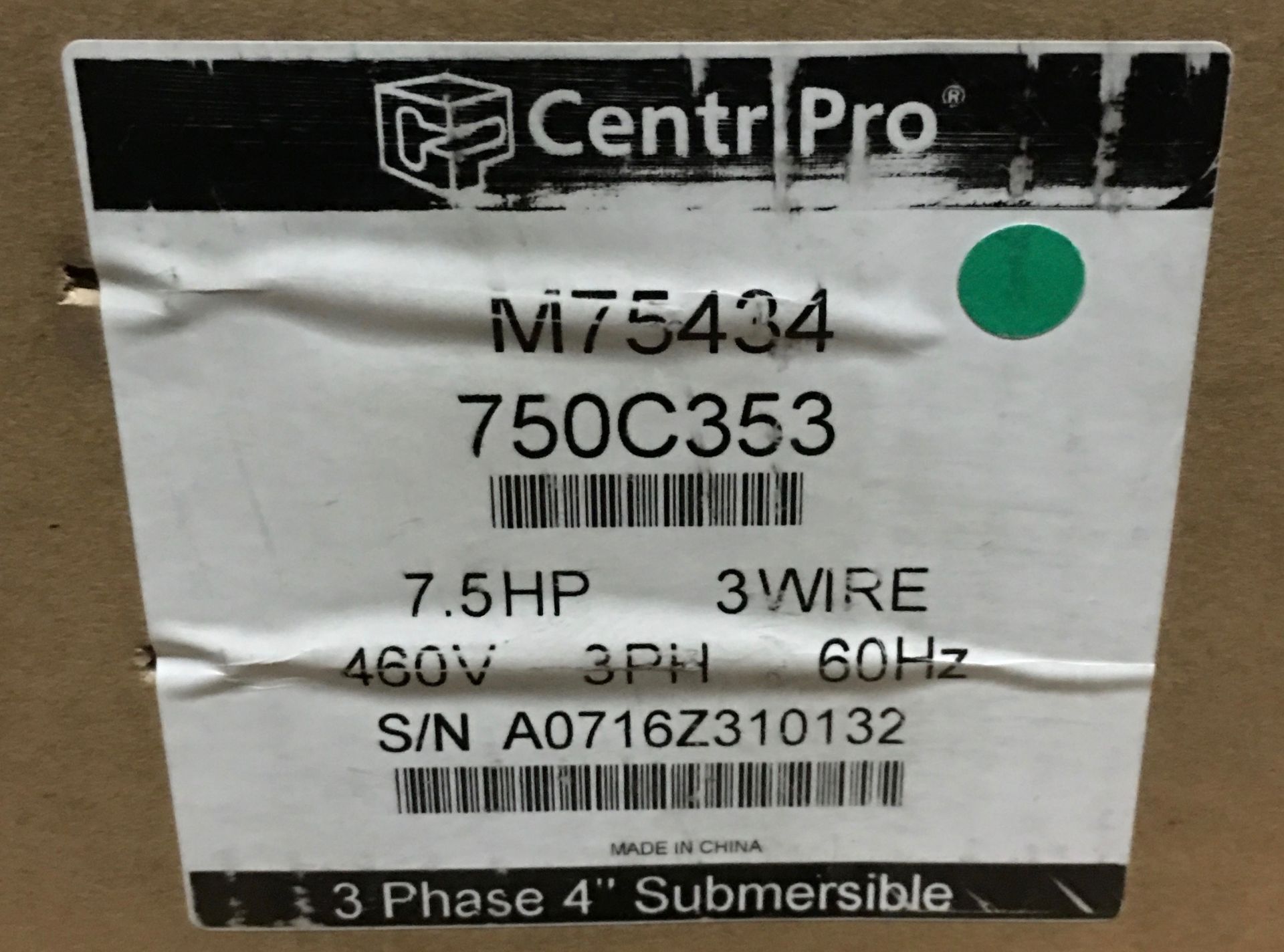 CentriPro Model M75434 750C353 7.5 HP 3 Phase 4" Submersible Motor 460 Volts 60 HZ - New, never - Image 2 of 3