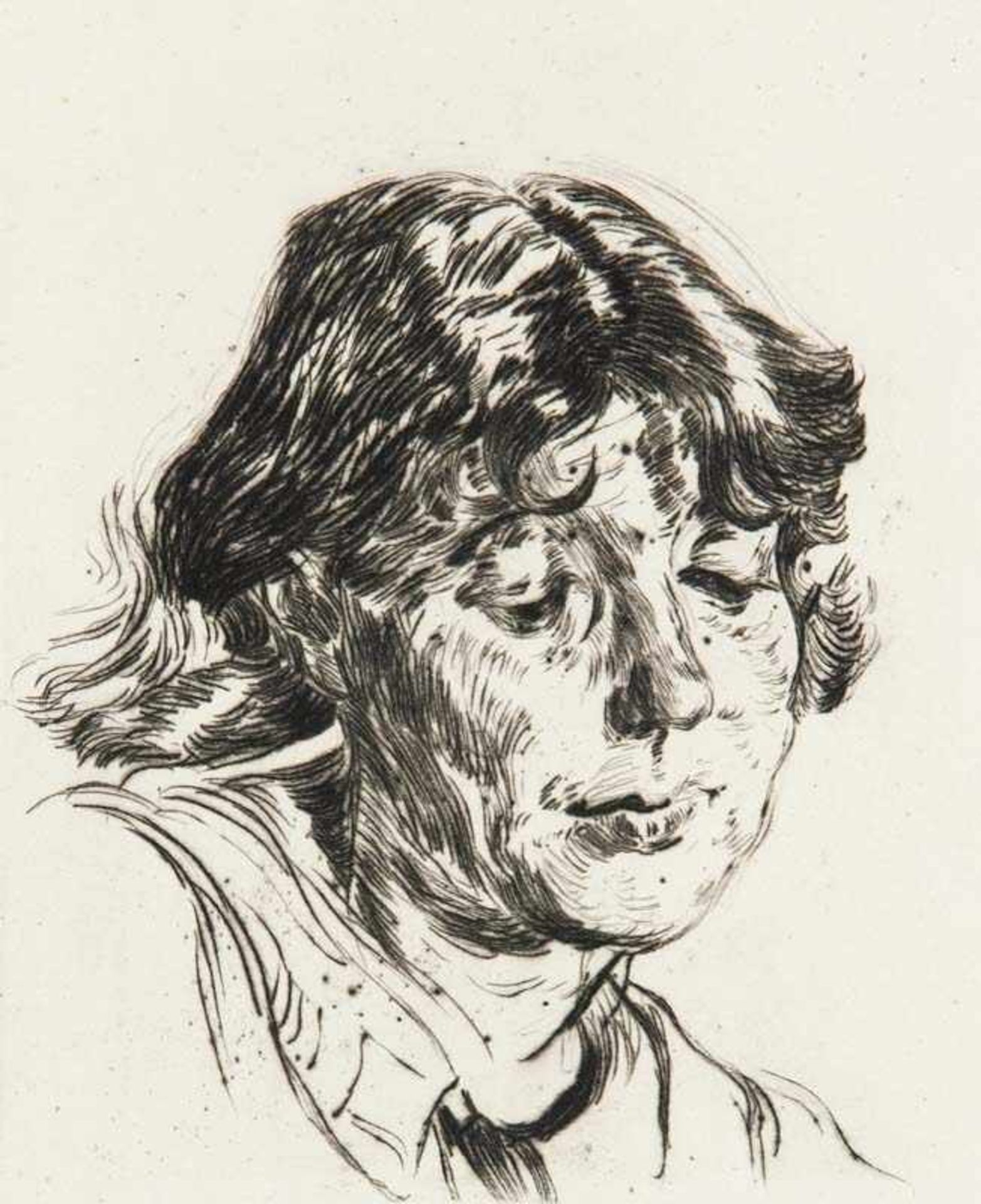 Meidner, Ludwig. (1884 Bernstadt - 1966 Darmstadt). Porträt Wilhelm Lehmann, im Profil/Frau