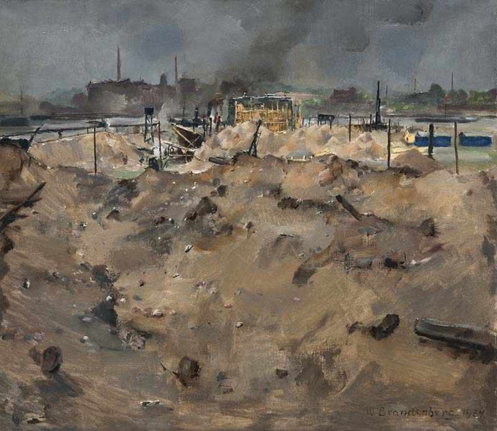 Brandenberg, Ludger Wilhelm. (1889 Essen - 1975 Krefeld). o.T. (Industrielandschaft). 1934. Öl auf