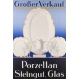 Plakate - KaDeWe - - Großer Verkauf. Porzellan Steingut Glas. Etwa 1950. Farblithographie. 120 x