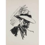 Liebermann, Max. (1847 - 1935 Berlin). Selbstbildnis. Lithographie auf festem Velin. 21 x 15 cm (