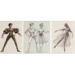 Ballett - - Strandt, Marie-Luise. Sammlung von 29 Kostümentwürfen für das Ballett "Drei Haselnüsse