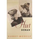 Plakate - KaDeWe - - Hut Schau Herbst-Modelle. Etwa 1950. Farblithographie u. Offsetdruck. 119,5 x
