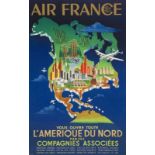 Plakate - Frankreich - - Plaquet. Air France. Vous ouvre toute l'Amerique du Nord. 1951.