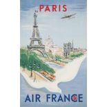 Plakate - Frankreich - - Manset, Regis. Paris. Air France. Paris, 1947. Farblithographie,