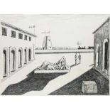 Chirico, Giorgio de. (1888 Volos - 1978 Rom). Piazza d'Italia. 1969. Lithographie auf Bütten. 44,5 x