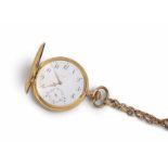 Uhren - - Savonette. Herrentaschenuhr mit seitlichem Handaufzug, weißes Ziffernblatt mit