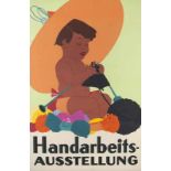 Plakate - KaDeWe - - Handarbeits-Ausstellung. Etwa 1925. Farblithographie. 119 x 80 cm. Im weißen