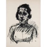 Kokoschka, Oskar. (1886 Pöchlan - 1980 Montreux). Bildnis Tilla Durieux. Lithographie auf leichtem