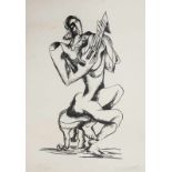 Zadkine, Ossip. (1890 Smolensk - 1967 Paris). Le Joueur de luth. 1965. Lithographie auf Rives-