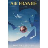 Plakate - Frankreich - - Vilato, Badia. Air France. Dans tous les ciels. 1951. Farblithographie,
