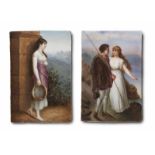 Porzellan - Bildplatten - - Zwei Porzellanbilder nach Gemälden von Wilhelm Kray (1828-1889).