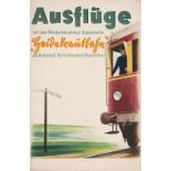 Plakate - - Wiesner. Ausflüge mit der Niederbarnimer Eisenbahn. "Heidekrautbahn". Bahnhof