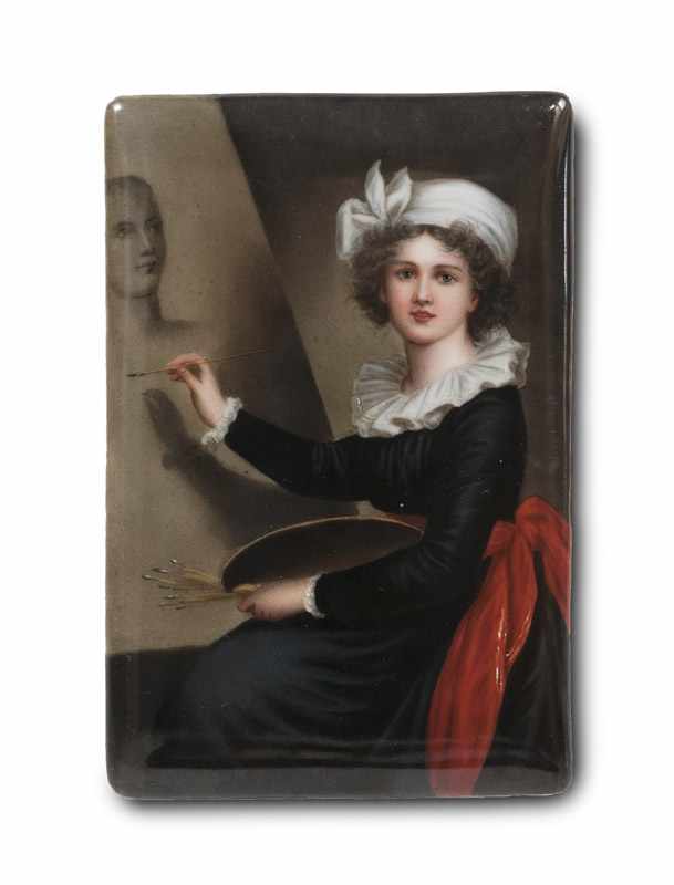 Porzellan - Bildplatten - - Porzellangemälde nach dem Selbstbildnis der Marie Louise Élisabeth