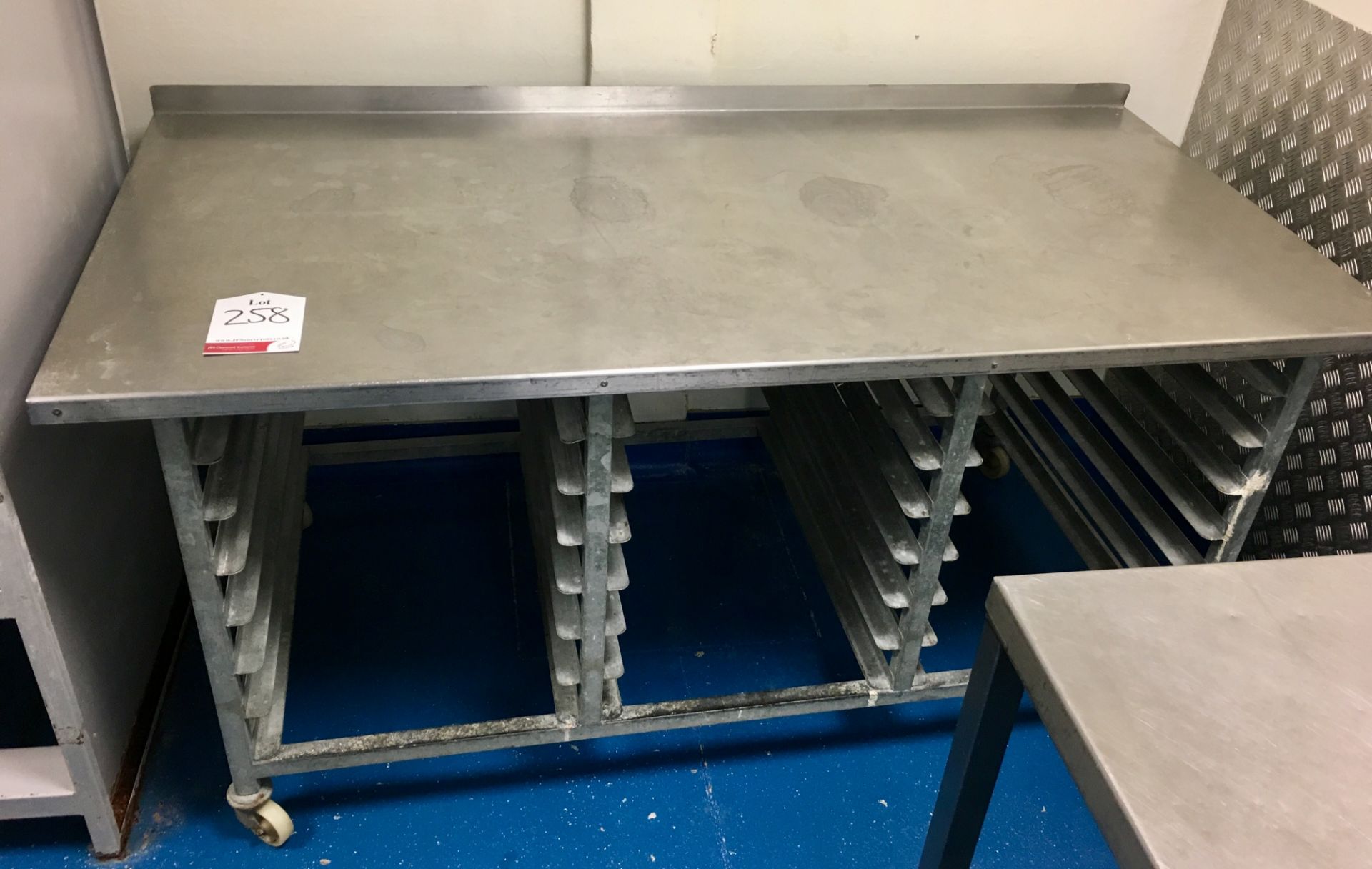 Mobile Stainless Steel Preparation Table w/ 21 Tray Under Slots