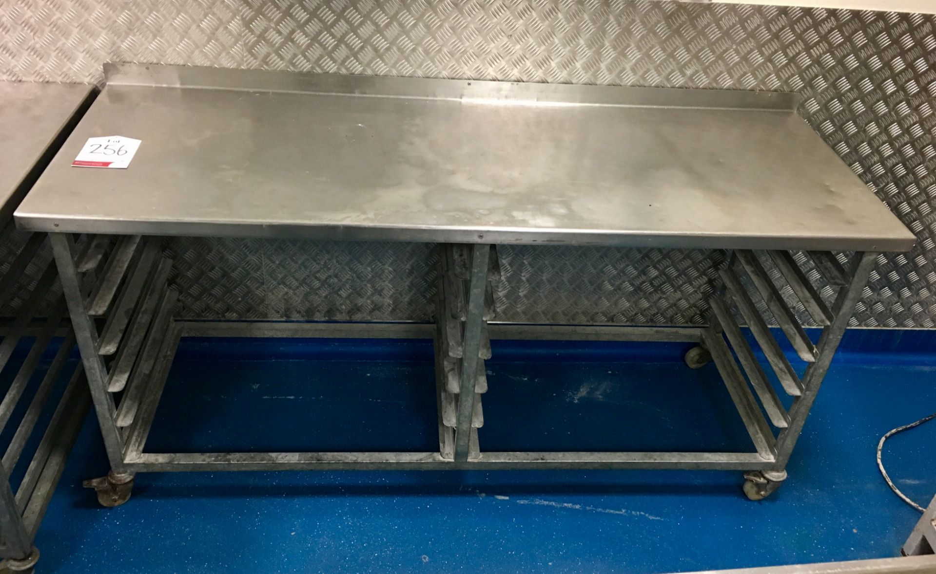 Mobile Stainless Steel Preparation Table w/ 12 Tray Under Slots