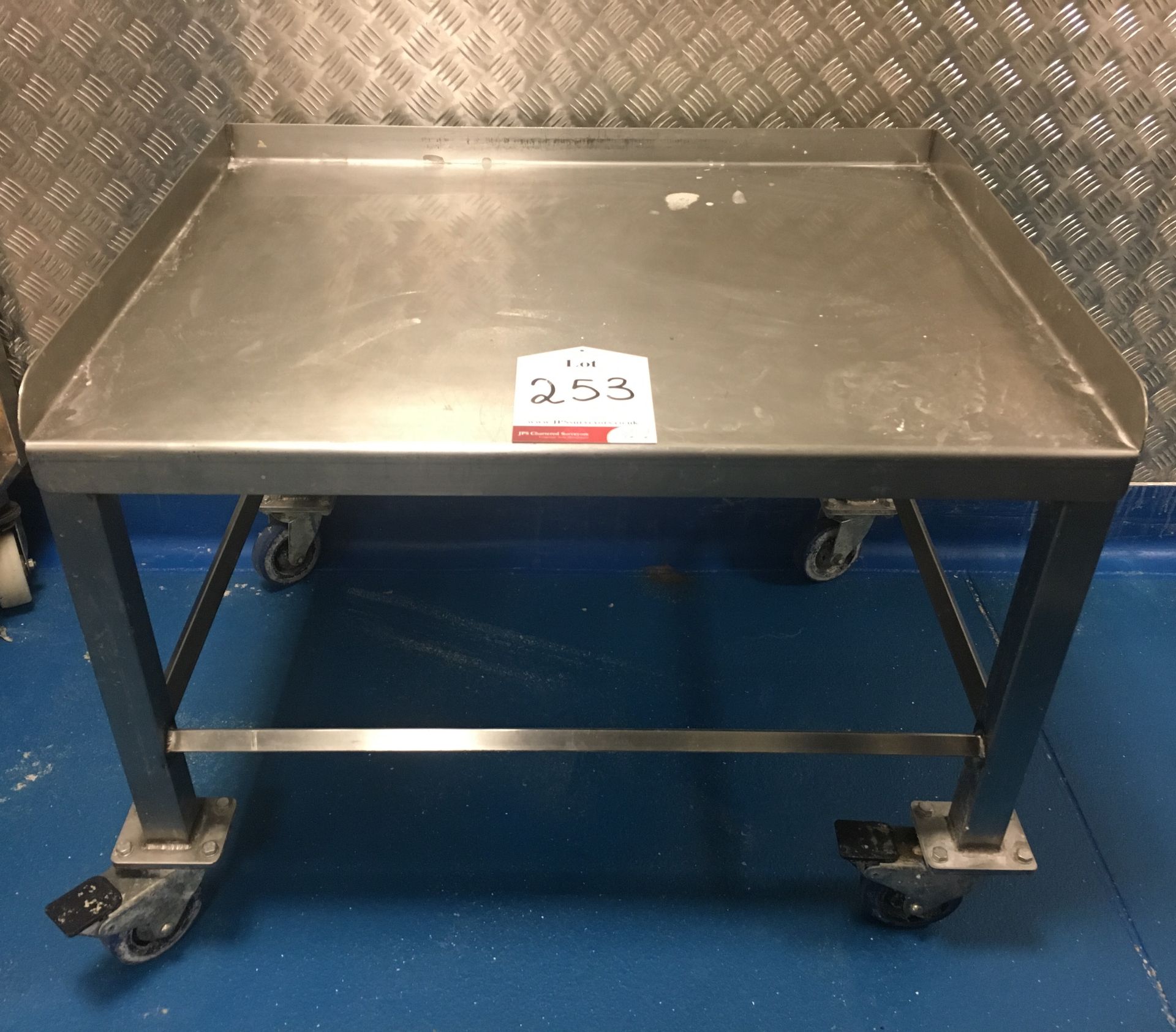 Mobile Stainless Steel Shelf Preparation Table w/ Upstand Back & Sides