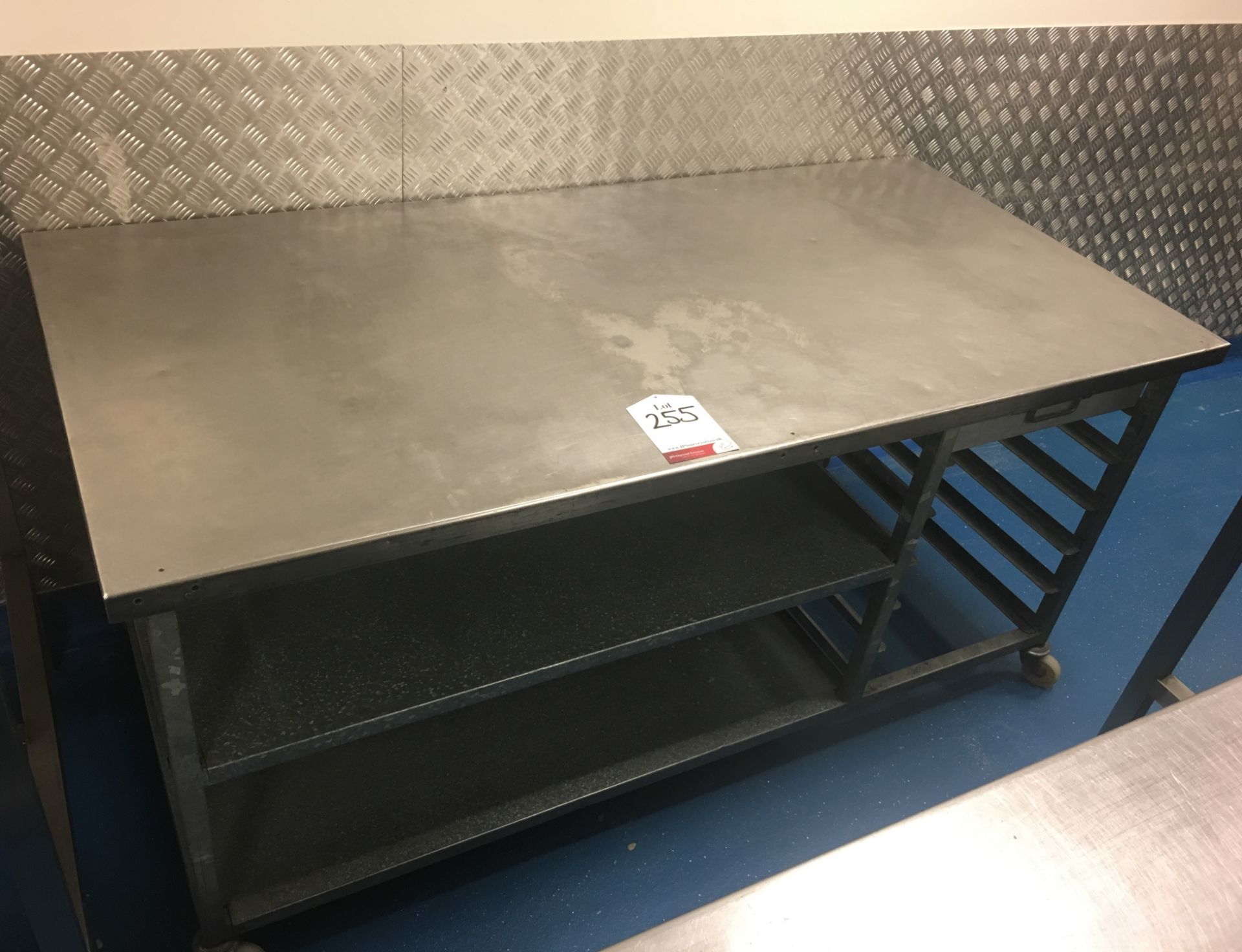 Mobile Stainless Steel Preparation Table w/ 2 Undershelves