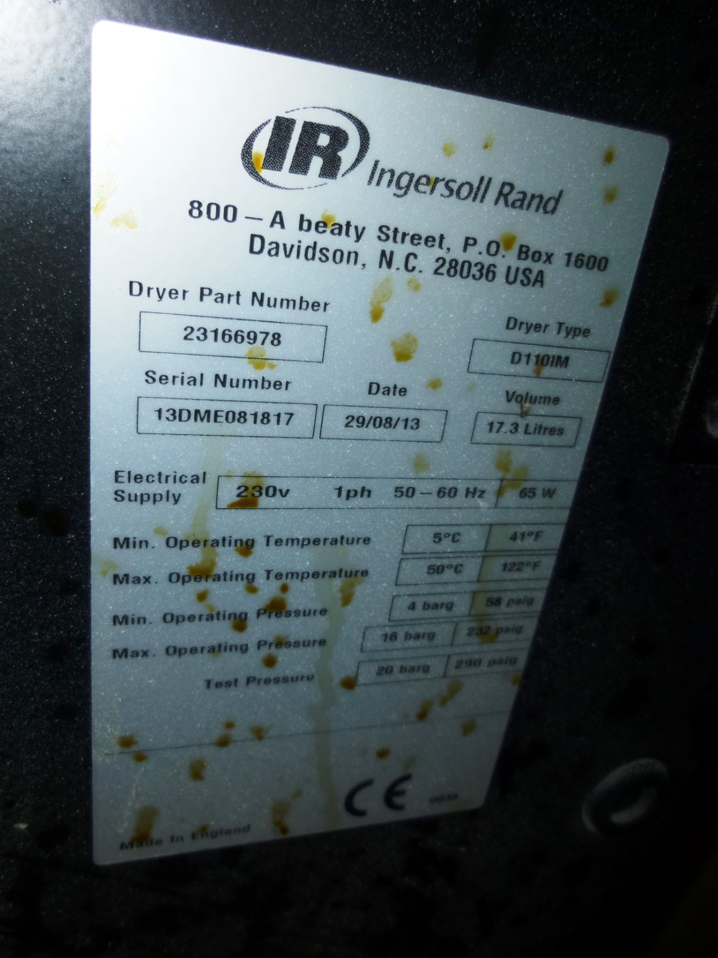 Ingersoll Rand Compressor w/ D110IM Dryer - Image 6 of 6