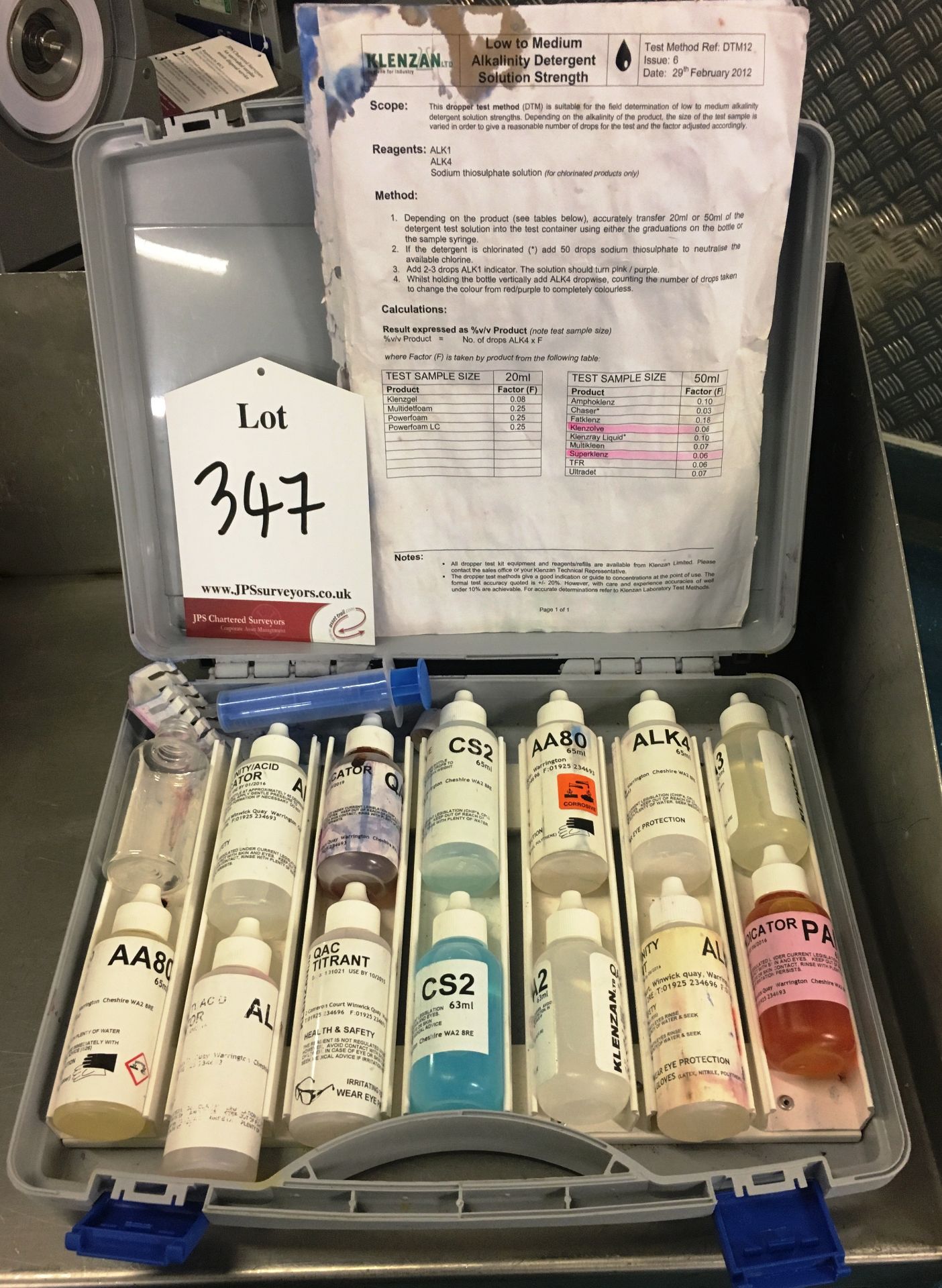 Opened Klenzan Solution Testing Kit