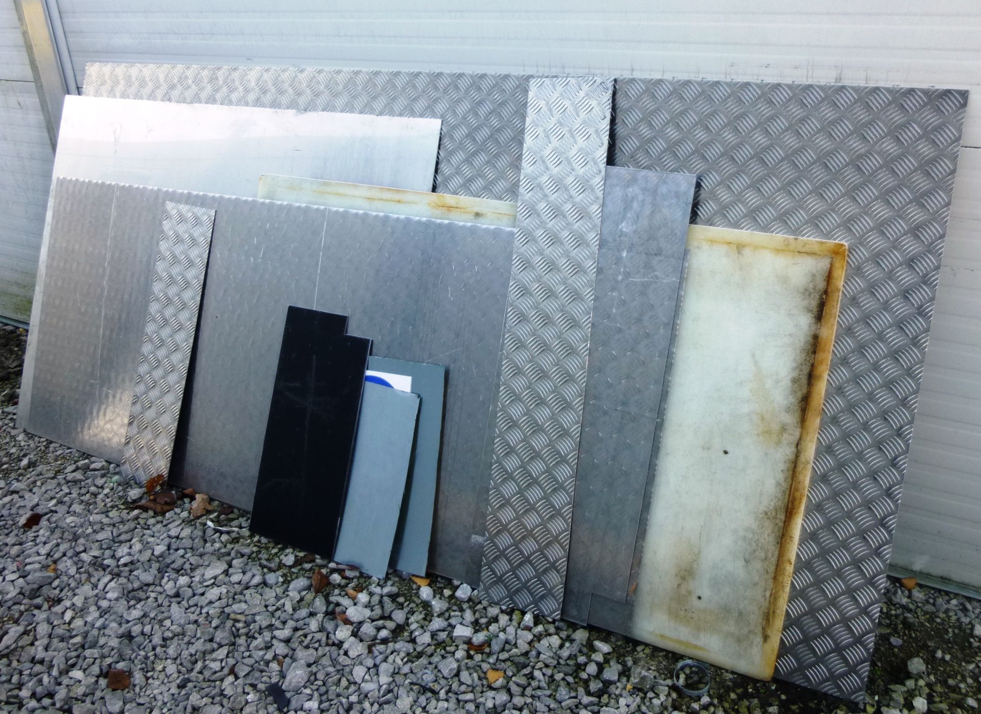 Quantity of metal chequer plate, road signs & traffic cones