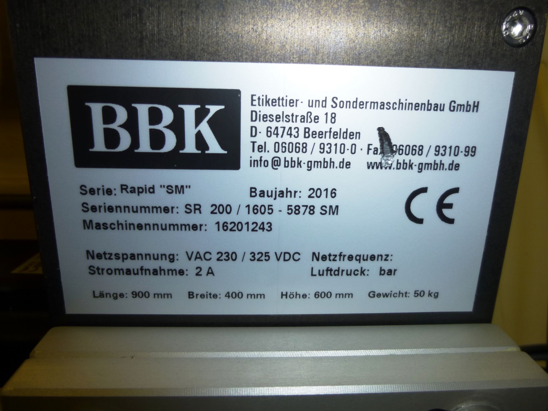 BBK Rapid "SM" Adhesive Labelling Machine - Image 4 of 6