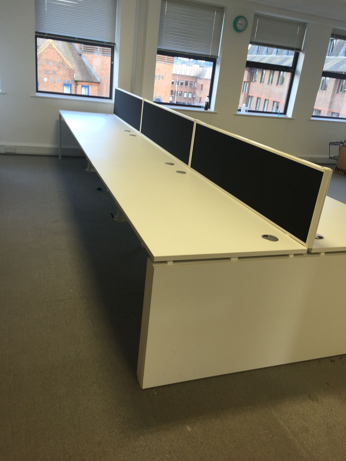 6 Person Office Work Station with 6 x 2 drawer under desk filing cabinets (dismantled) - Image 6 of 22