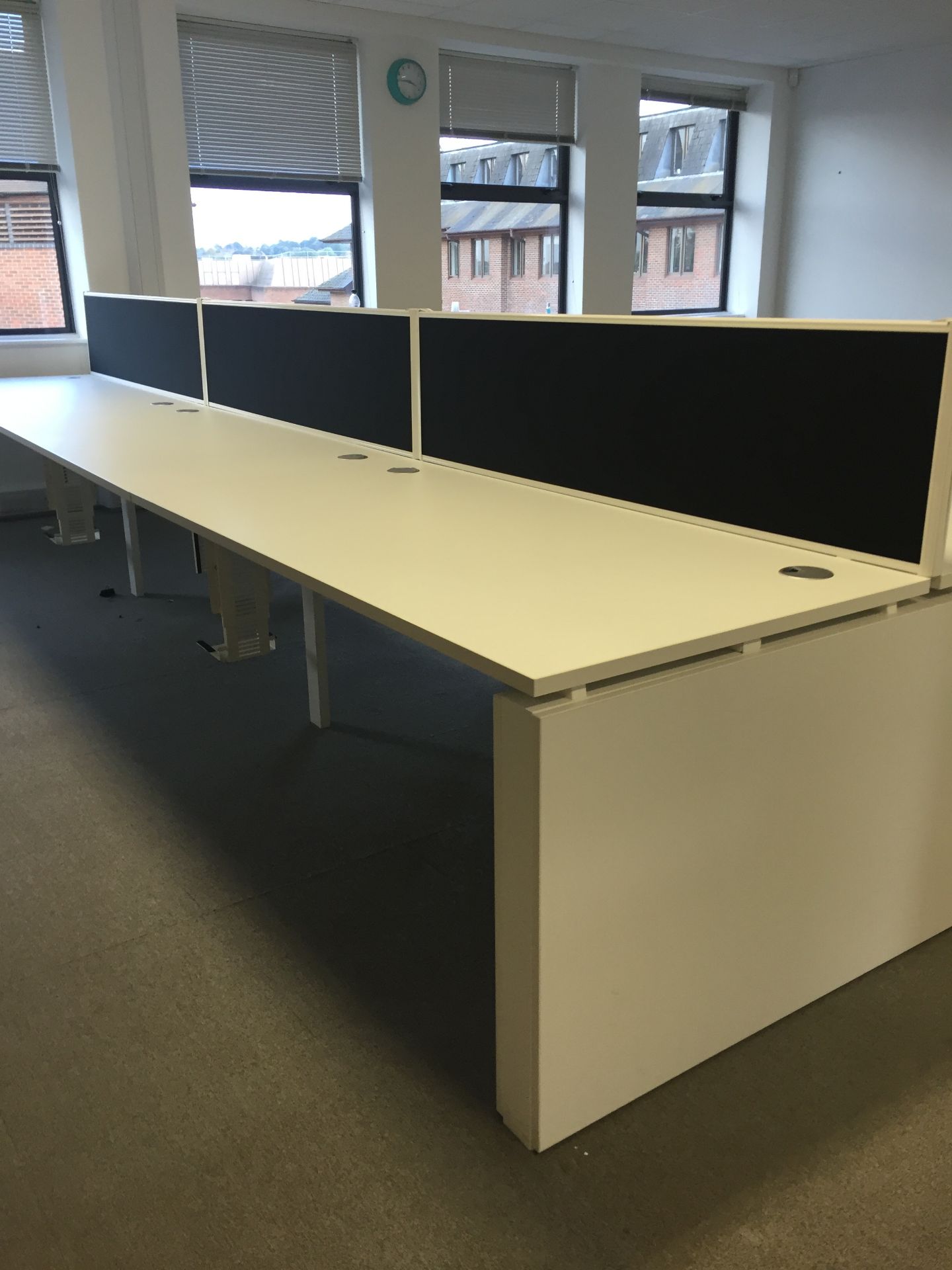 6 Person Office Work Station with 6 x 2 drawer under desk filing cabinets (dismantled)