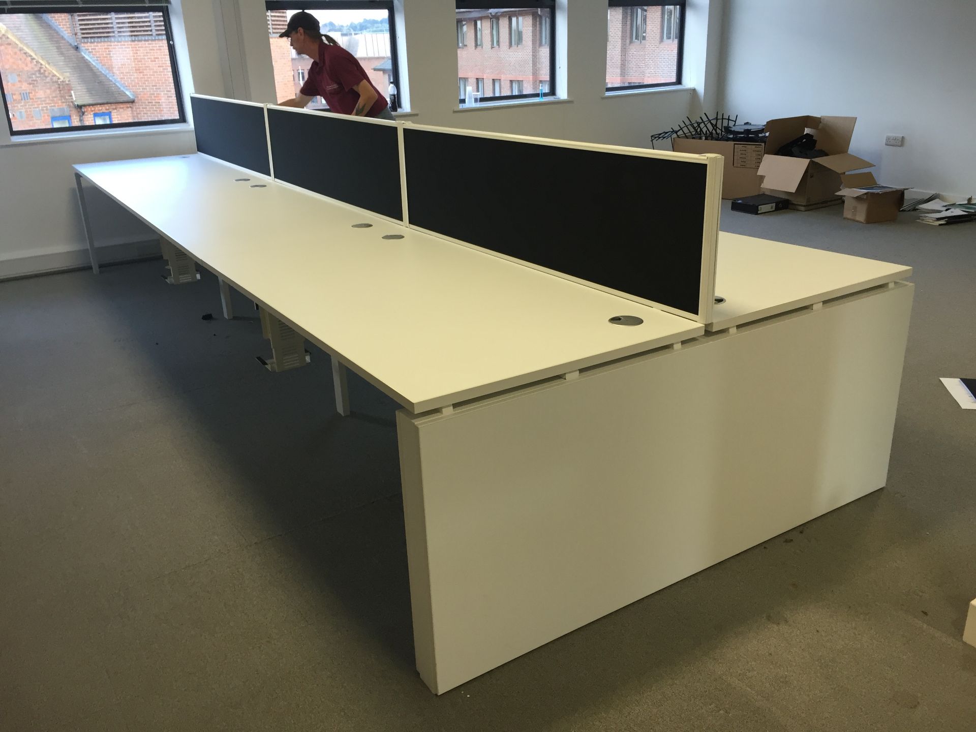 6 Person Office Work Station with 6 x 2 drawer under desk filing cabinets (dismantled) - Image 8 of 22