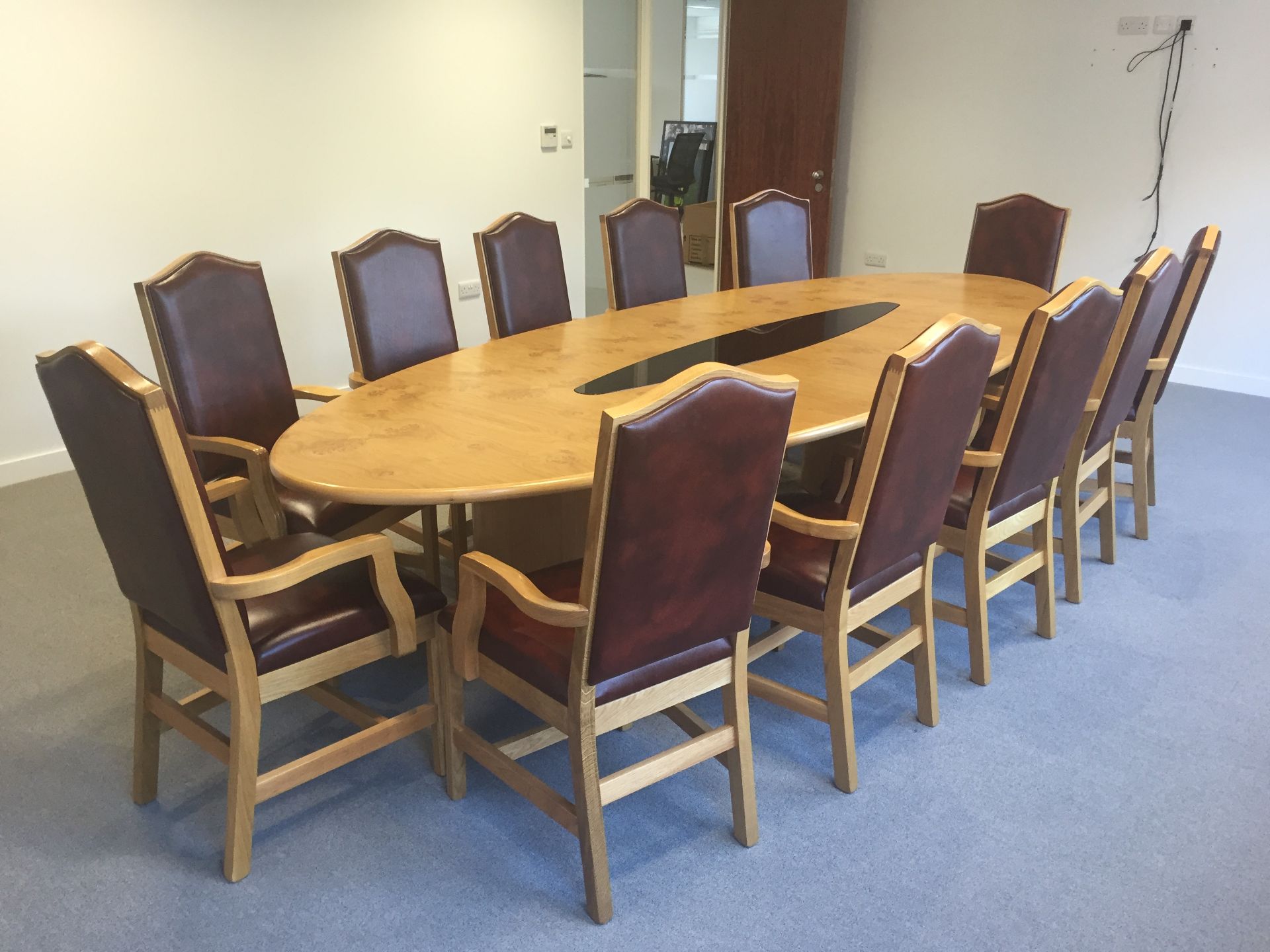 Boardroom Table 3.5m x 1.4m (dismantled) and 12 x M2 Mayfair armchairs to match light rust - Image 6 of 53